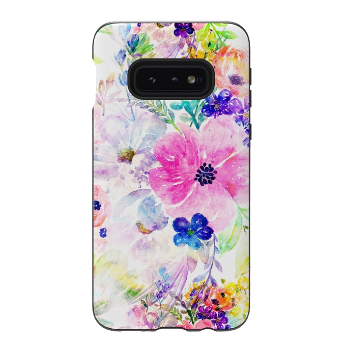 Galaxy S10e StrongFit Pretty watercolor floral hand paint design by InovArts