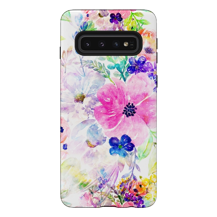 Galaxy S10 StrongFit Pretty watercolor floral hand paint design by InovArts