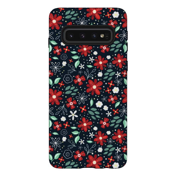 Galaxy S10 StrongFit Little Christmas Flowers by Noonday Design