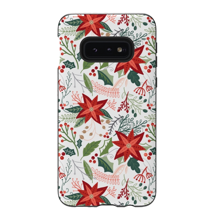 Galaxy S10e StrongFit Festive Poinsettias by Noonday Design