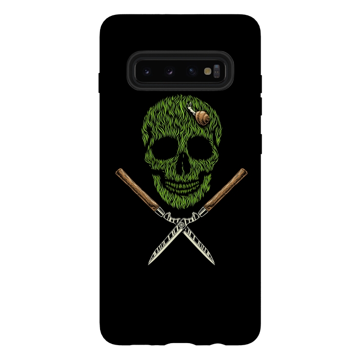 Galaxy S10 plus StrongFit Skull Grass by Afif Quilimo
