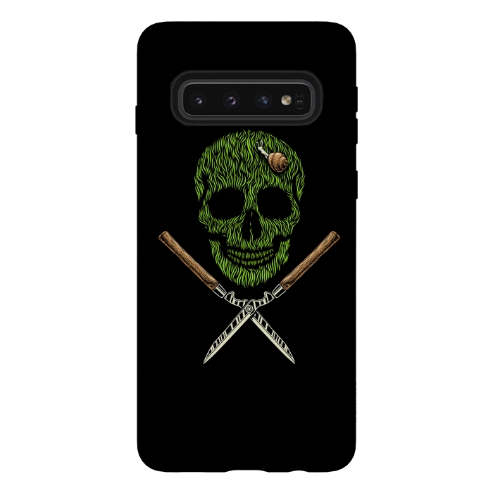 Galaxy S10 StrongFit Skull Grass by Afif Quilimo