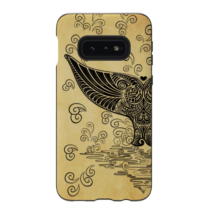 Galaxy S10e StrongFit Whale Tail Boho Vintage Tattoo Style by BluedarkArt