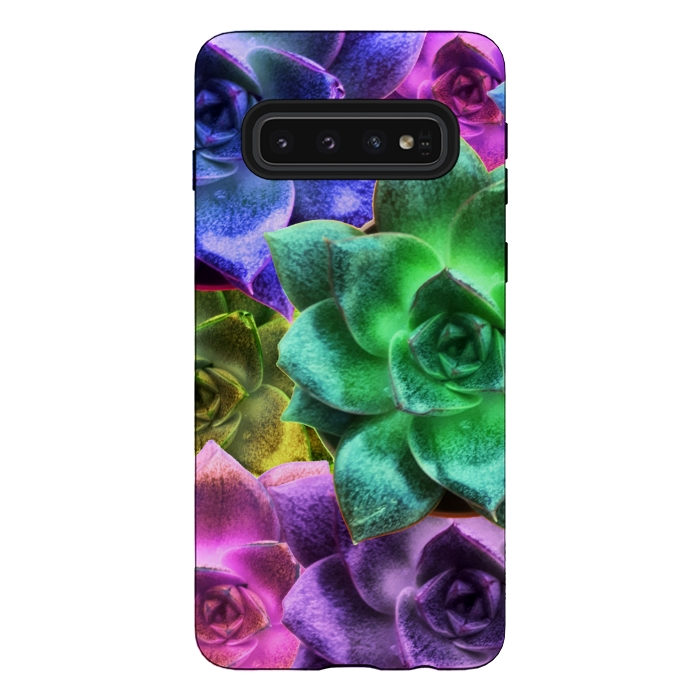 Galaxy S10 StrongFit Succulent Plants Psychedelic Colors Pattern by BluedarkArt