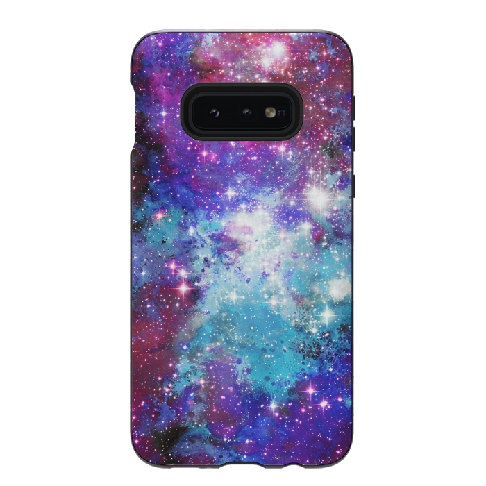 Galaxy S10e StrongFit Blue purple galaxy space night stars by Oana 