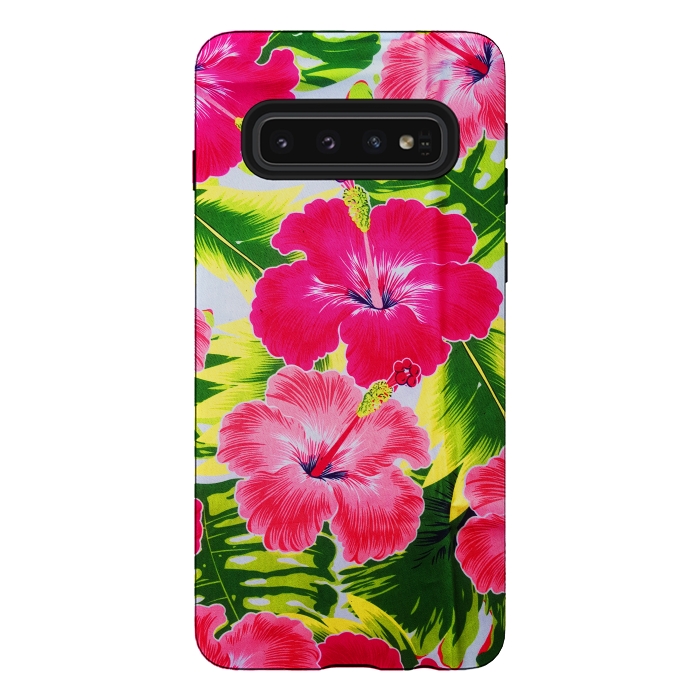 Galaxy S10 StrongFit Hibiscus Exotic Floral Pattern by BluedarkArt