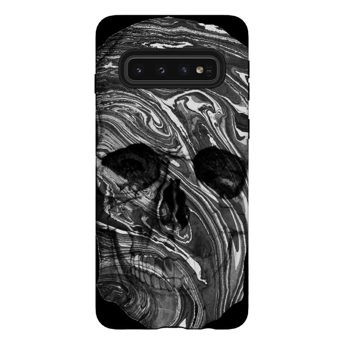Galaxy S10 StrongFit Black and white marble skull - Halloween by Oana 