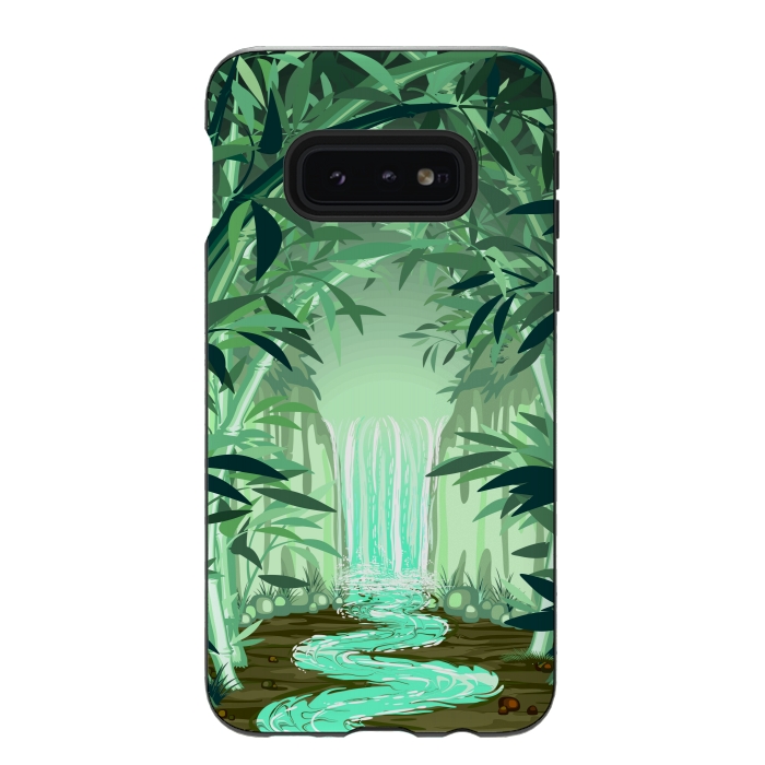 Galaxy S10e StrongFit Fluorescent Waterfall on Surreal Bamboo Forest  by BluedarkArt