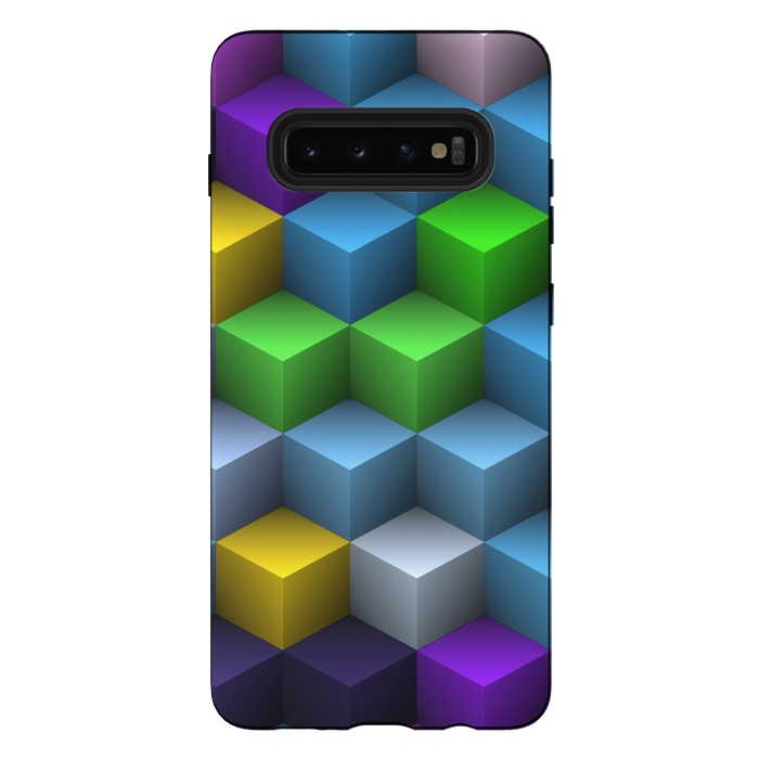 Galaxy S10 plus StrongFit 3D Colorful Squares Pattern by Art Design Works
