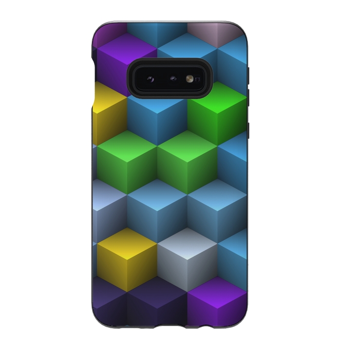 Galaxy S10e StrongFit 3D Colorful Squares Pattern by Art Design Works