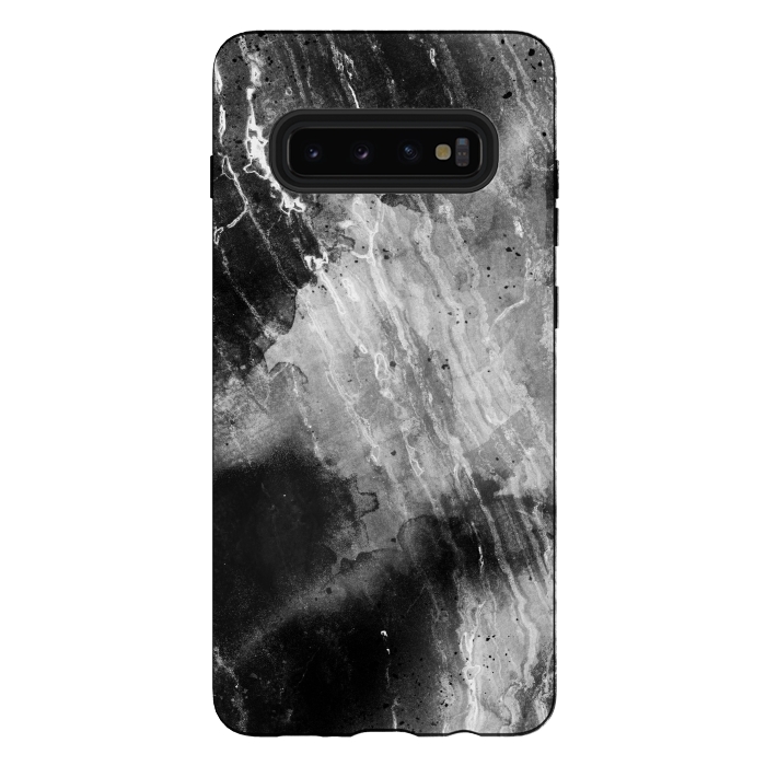 Galaxy S10 plus StrongFit Black gray faded marble painting by Oana 