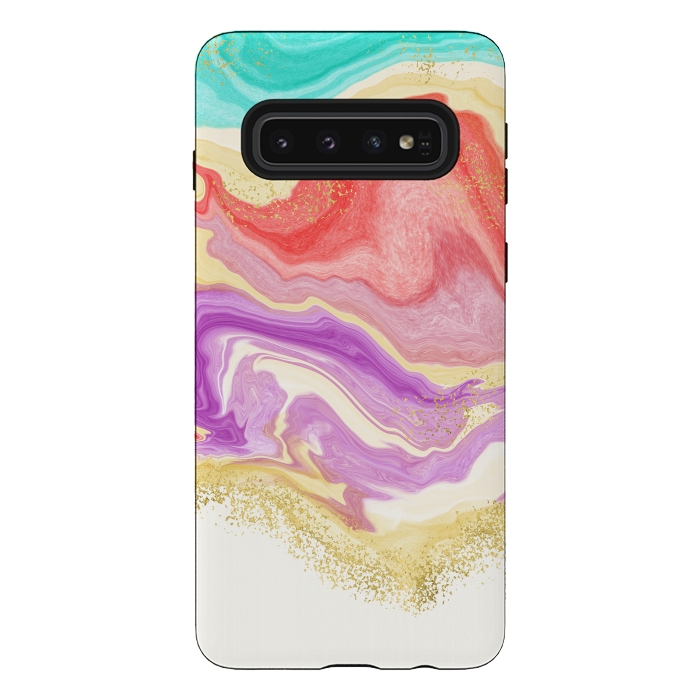 Galaxy S10 StrongFit Colorful Marble by Noonday Design