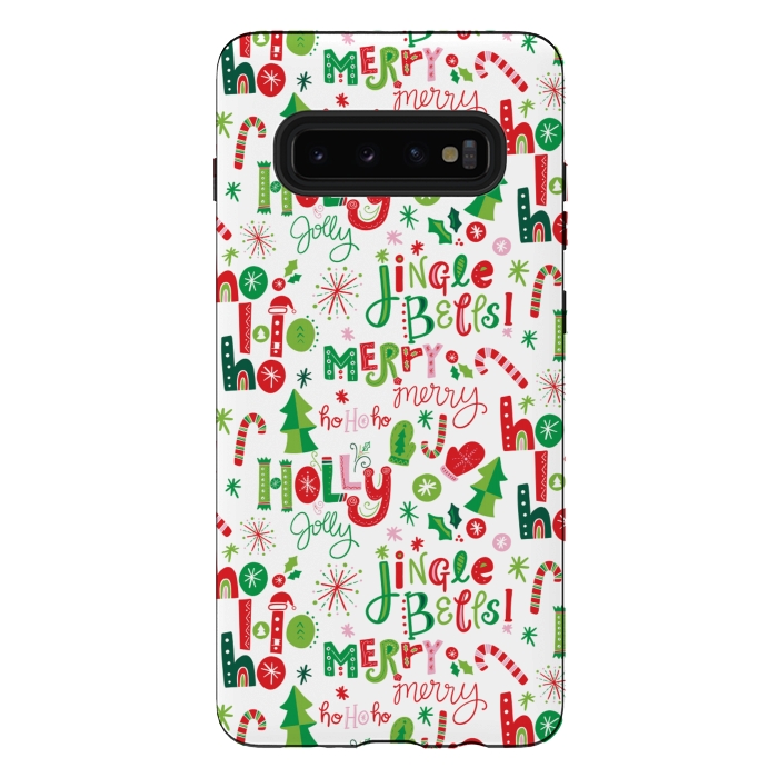 Galaxy S10 plus StrongFit Festive Christmas Lettering by Noonday Design