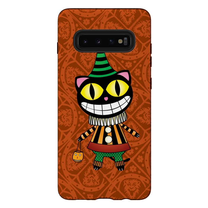 Galaxy S10 plus StrongFit Cassiues Harlequin Cat by Mangulica