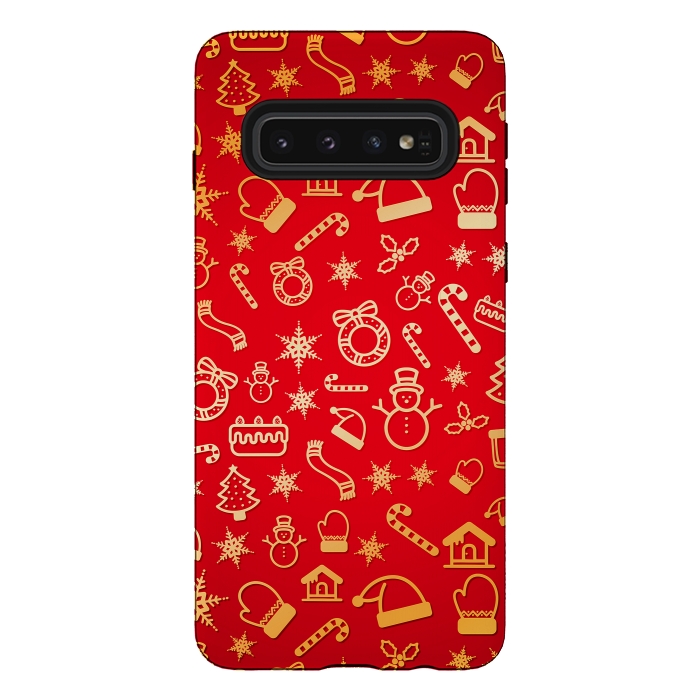 Galaxy S10 StrongFit Christmas Pattern by Art Design Works