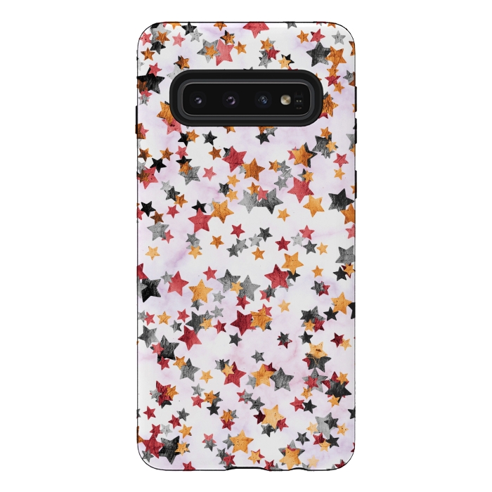 Galaxy S10 StrongFit Gold silver party stars by Oana 