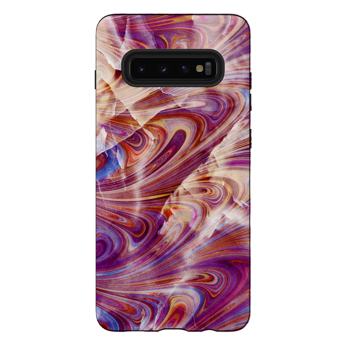 Galaxy S10 plus StrongFit purple pink marble art by Oana 