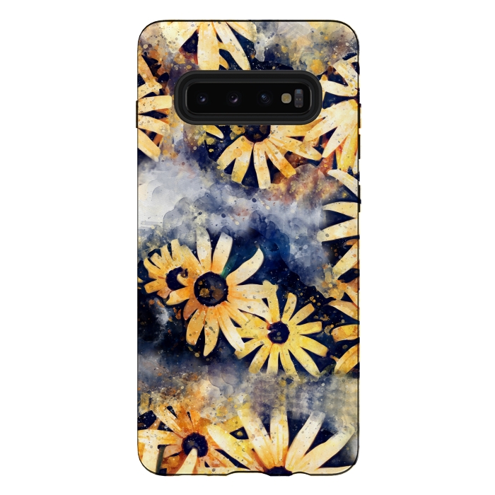 Galaxy S10 plus StrongFit Yellow Floral by Creativeaxle