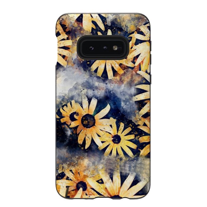 Galaxy S10e StrongFit Yellow Floral by Creativeaxle