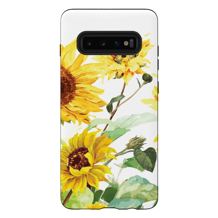 Galaxy S10 plus StrongFit Watercolor Sunflower by Bledi