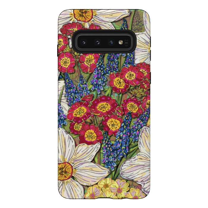 Galaxy S10 StrongFit Spring Flowers by Lotti Brown