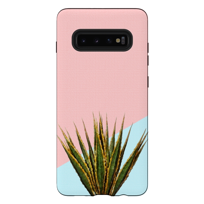Galaxy S10 plus StrongFit  Agave Plant on Pink and Teal Wall by amini54