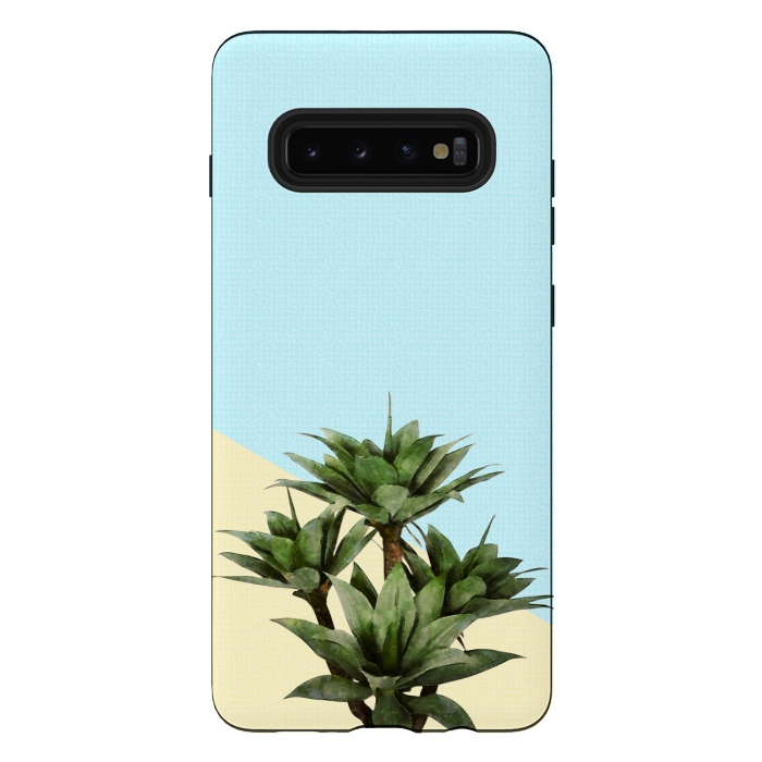 Galaxy S10 plus StrongFit  Agave Plant on Lemon and Teal Wall by amini54