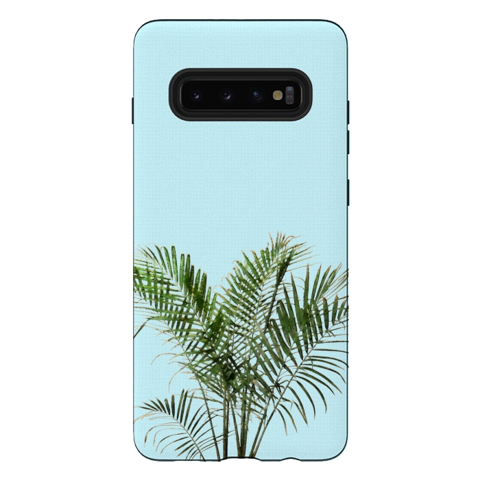Galaxy S10 plus StrongFit  Palm Plant on Pastel Blue Wall by amini54