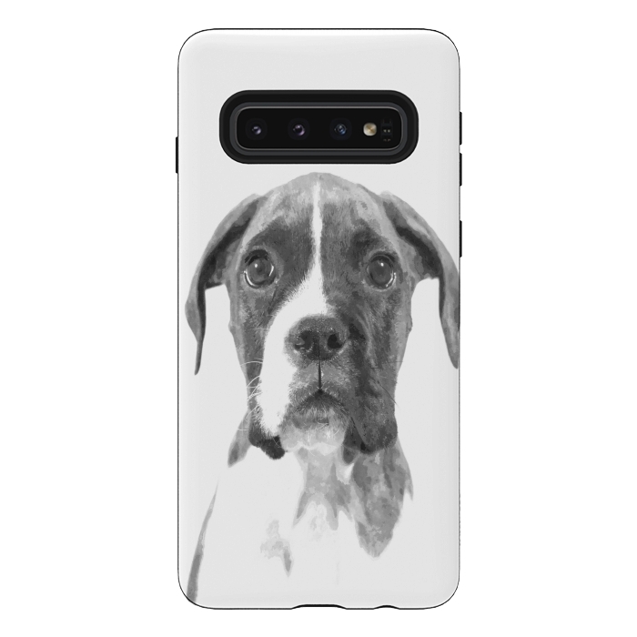 Galaxy S10 StrongFit Black and White Boxer Dog by Alemi