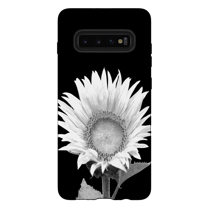 Galaxy S10 plus StrongFit White Sunflower Black Background by Alemi
