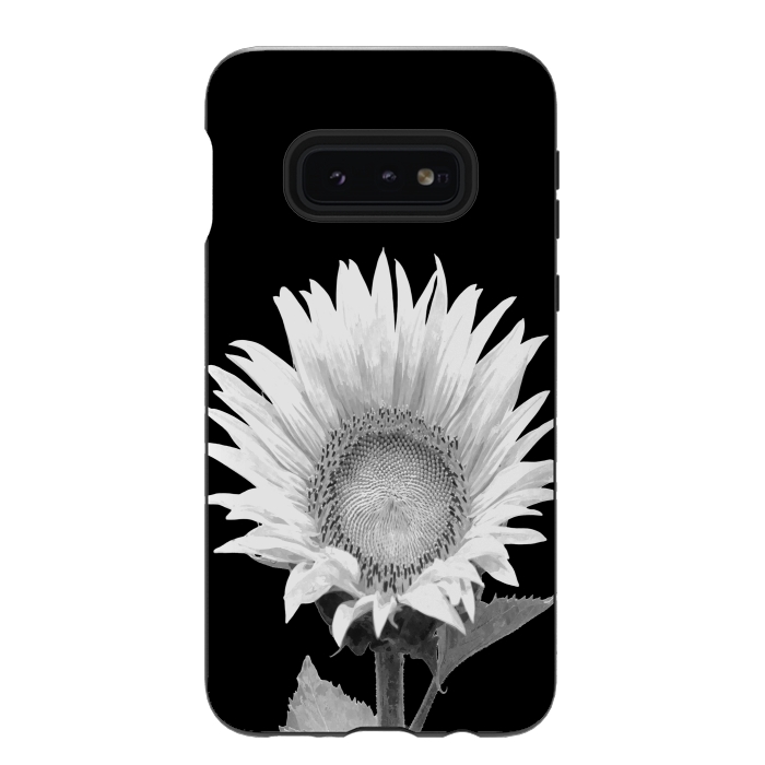 Galaxy S10e StrongFit White Sunflower Black Background by Alemi