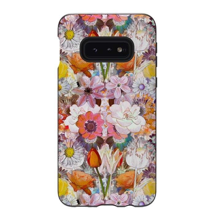 Galaxy S10e StrongFit Colorful painted Marie Antoinette flowers by Oana 