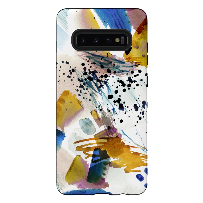 Galaxy S10 plus StrongFit Colorful watercolor painting splatter by Oana 