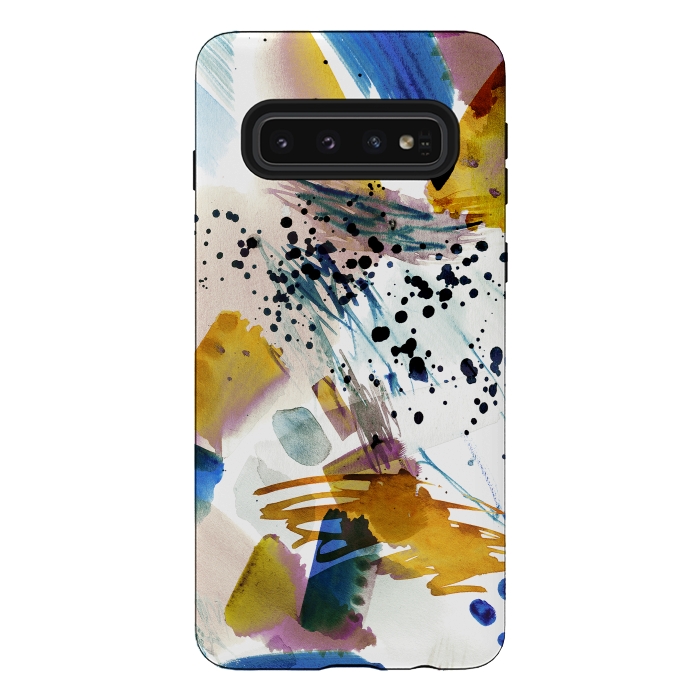 Galaxy S10 StrongFit Colorful watercolor painting splatter by Oana 