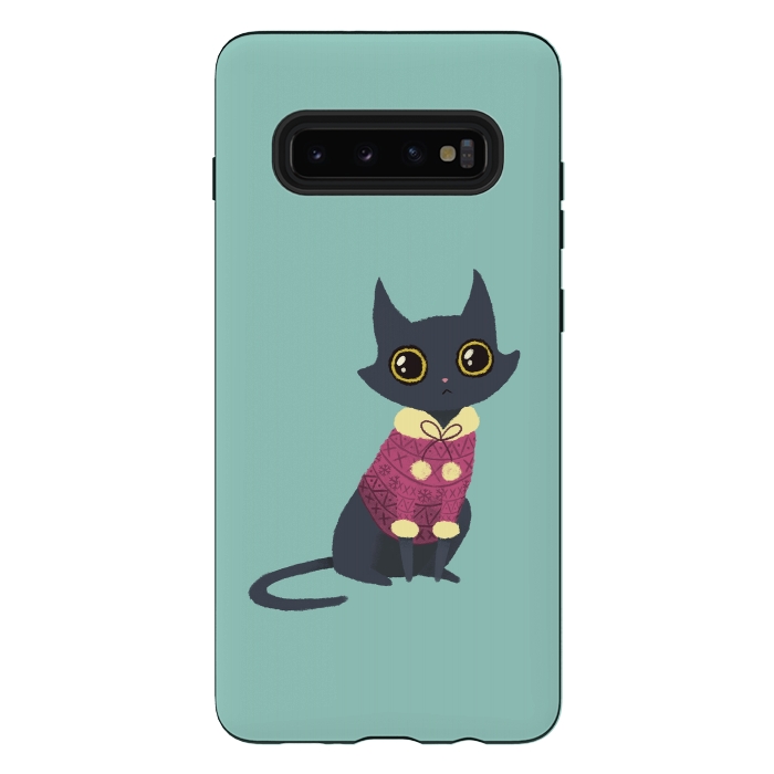 Galaxy S10 plus StrongFit Cozy cat red by Laura Nagel