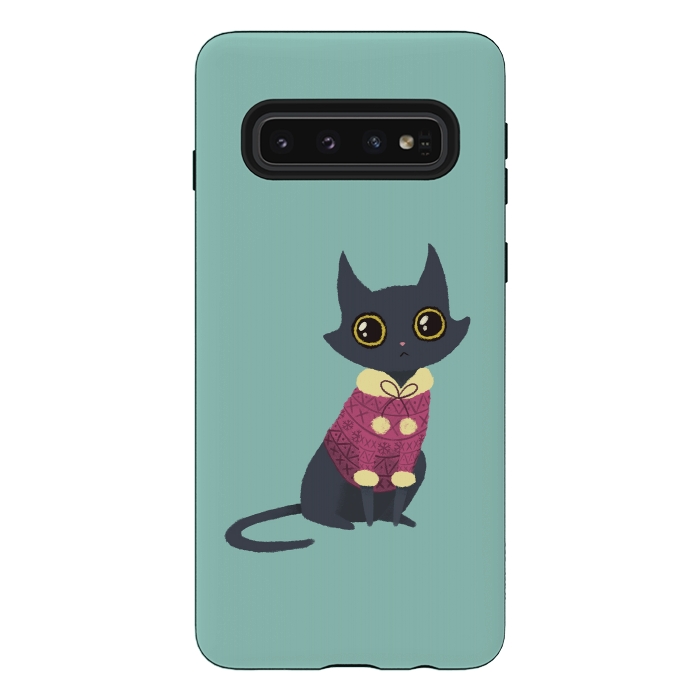 Galaxy S10 StrongFit Cozy cat red by Laura Nagel