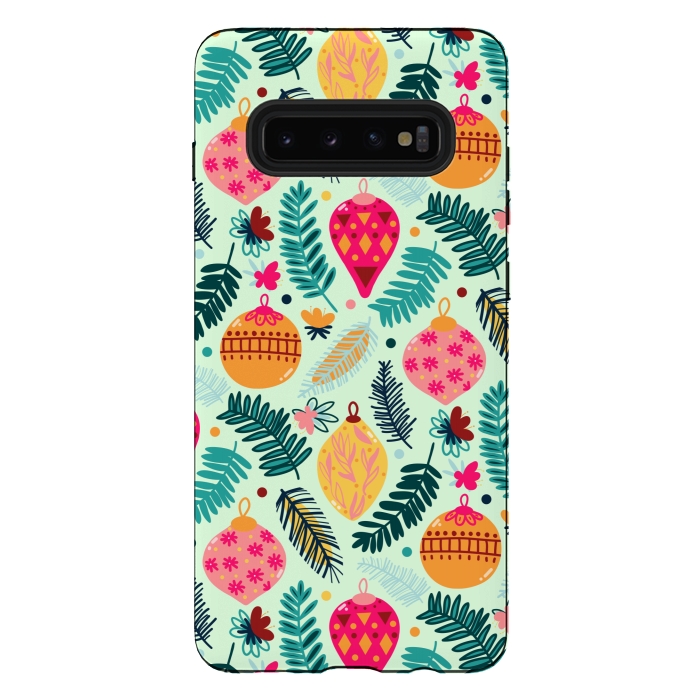 Galaxy S10 plus StrongFit Colorful Christmas - Mint  by Tigatiga