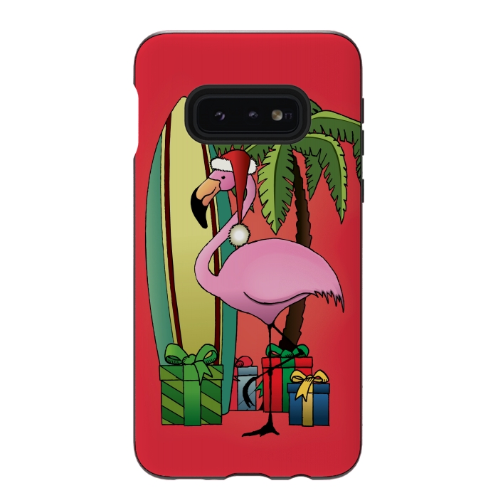 Galaxy S10e StrongFit Xmas Flamingo by Mangulica