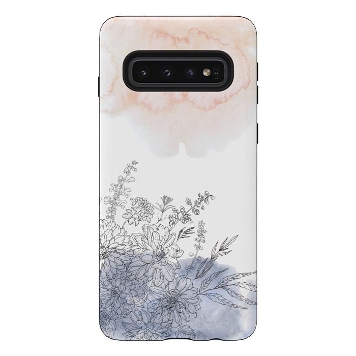 Galaxy S10 StrongFit Ink Blush Flower Meadow  I by  Utart