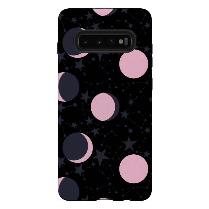 Galaxy S10 plus StrongFit Pink moons on blue by  Utart