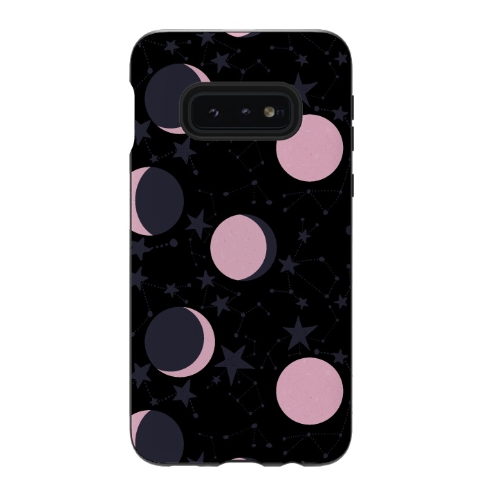 Galaxy S10e StrongFit Pink moons on blue by  Utart