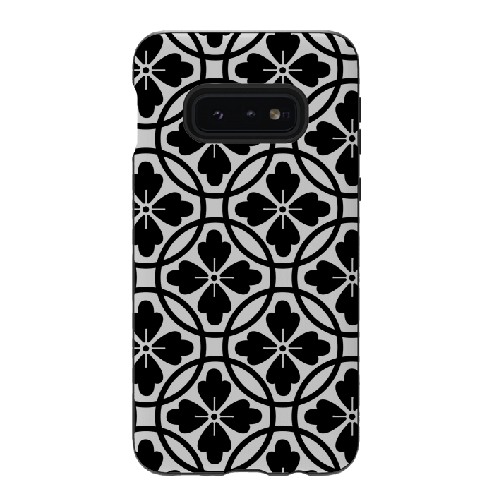 Galaxy S10e StrongFit black floral pattern by MALLIKA