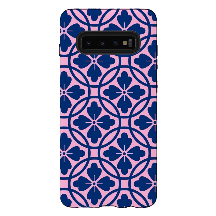 Galaxy S10 plus StrongFit blue pink floral pattern 2 by MALLIKA