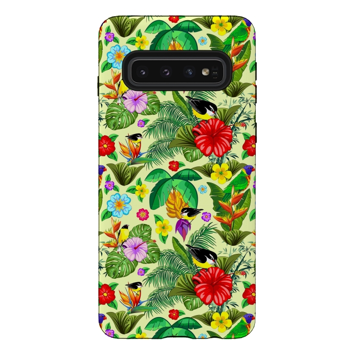 Galaxy S10 StrongFit Birds and Nature Floral Exotic Seamless Pattern by BluedarkArt