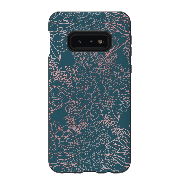 Galaxy S10e StrongFit Luxury floral coral strokes doodles design by InovArts