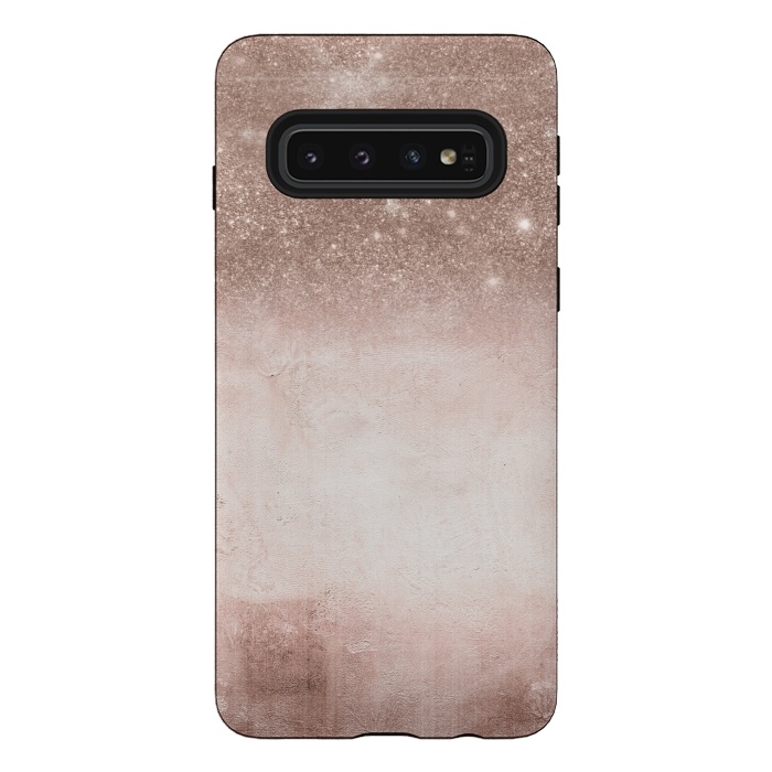 Galaxy S10 StrongFit Rose Gold Blush Glitter and  Concrete by  Utart