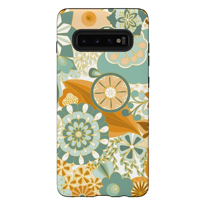 Galaxy S10 plus StrongFit Flowers, Flowers Everywhere - Orange and Green by Paula Ohreen
