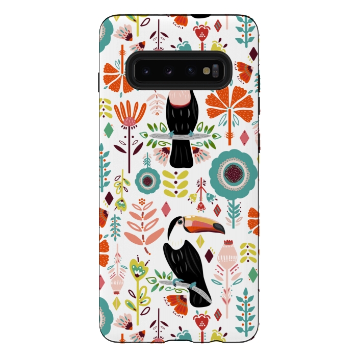 Galaxy S10 plus StrongFit Colorful Toucans  by Tigatiga