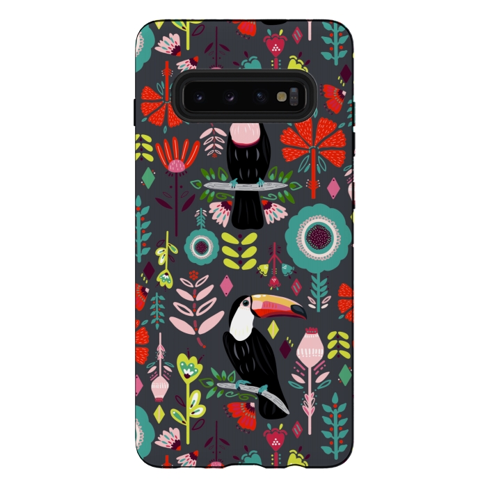 Galaxy S10 plus StrongFit Colorful Toucans With Bright Red  by Tigatiga