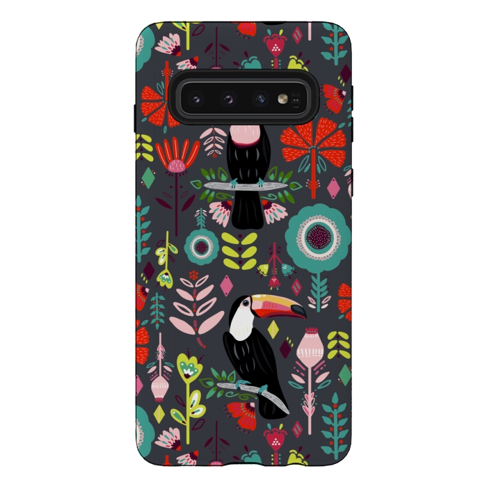 Galaxy S10 StrongFit Colorful Toucans With Bright Red  by Tigatiga